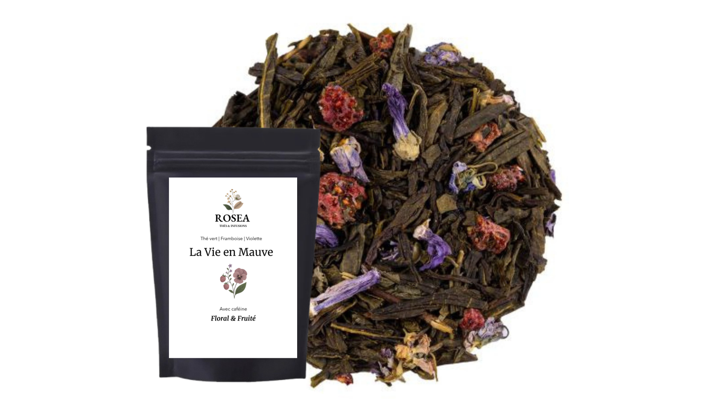 Thé vert violette framboise mauve